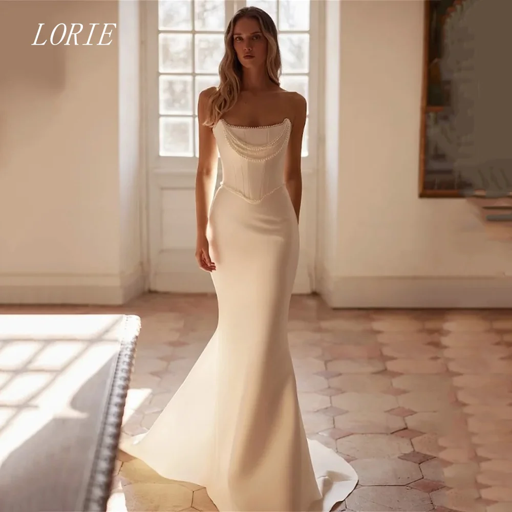 LORIE فستان زفاف فاخر مطرز بحورية البحر فساتين زفاف رائعة بدون حمالات مزينة بمزاج ثوب زفاف مخصص 2026 #1