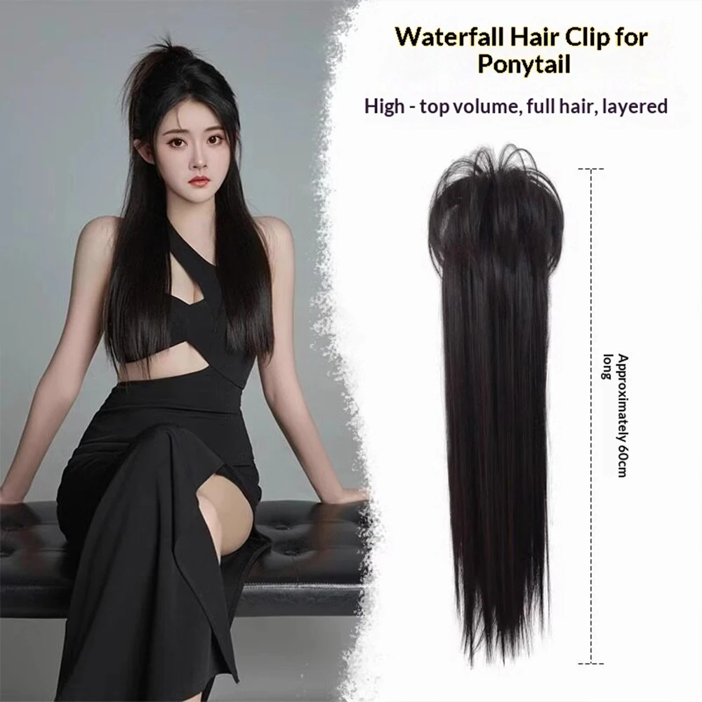 Synthetic Clip-In Ponytail Extension - close-up view