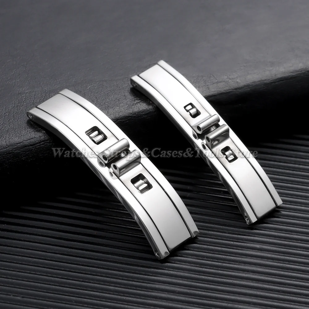 Butterfly Watch Buckle 3mm 4mm 5mm 6mm Stainless Steel Double Pull Folding Clasp Watch Strap Button Silver Watchband Accessories
