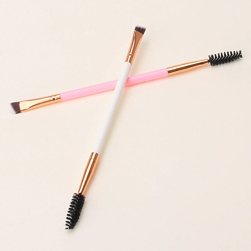 Double Ended Eyebrow Brush Spoolie Brush and Angled Brow Brush Eyelash Brush for Eye Makeup