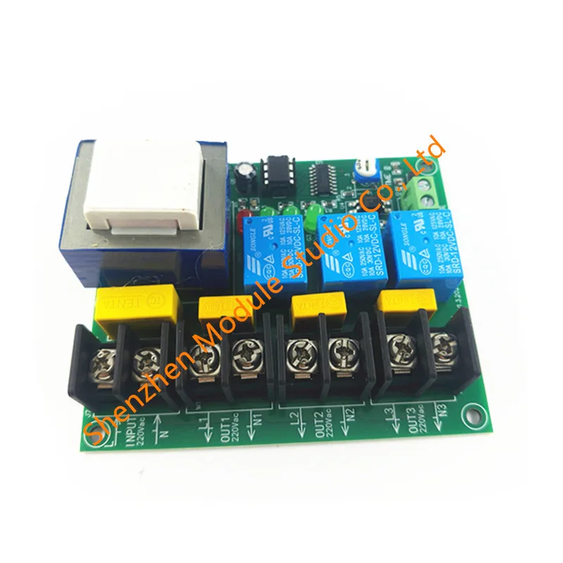 AC 220V 10A 3-Channel 3Bit Power Time Sequence Board Automatic Delay 3CH Adjustable Sequential Controller Module