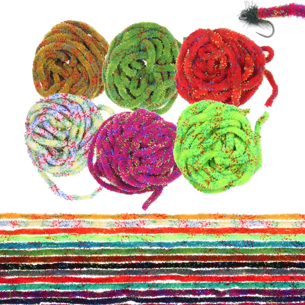 2M/4M 6mm~7mm breites, meliertes Mop Chenille Fliegenbindematerial für Mop Fliegen, Emerger, Caddis, Woolly Bugger, Streamer, Hecht-Angelköder – Detail 1