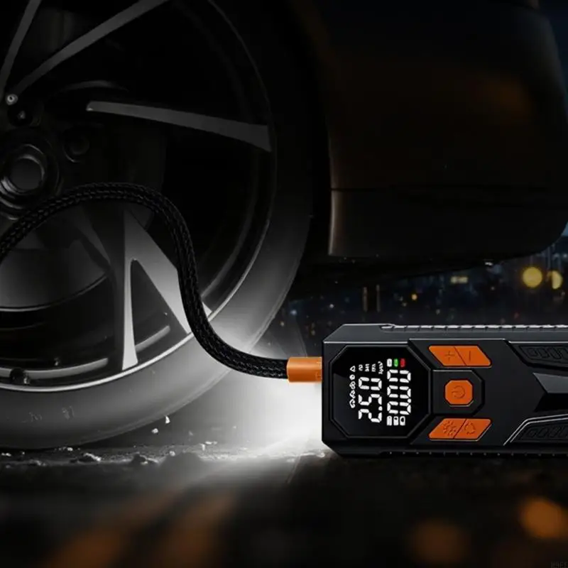 منفاخ إطارات سريع مع جهاز مراقبة الضغط الرقمي، تصميم محمول للسيارات والدراجات النارية والدراجات والاستخدام في حالات الطوارئ من #4
