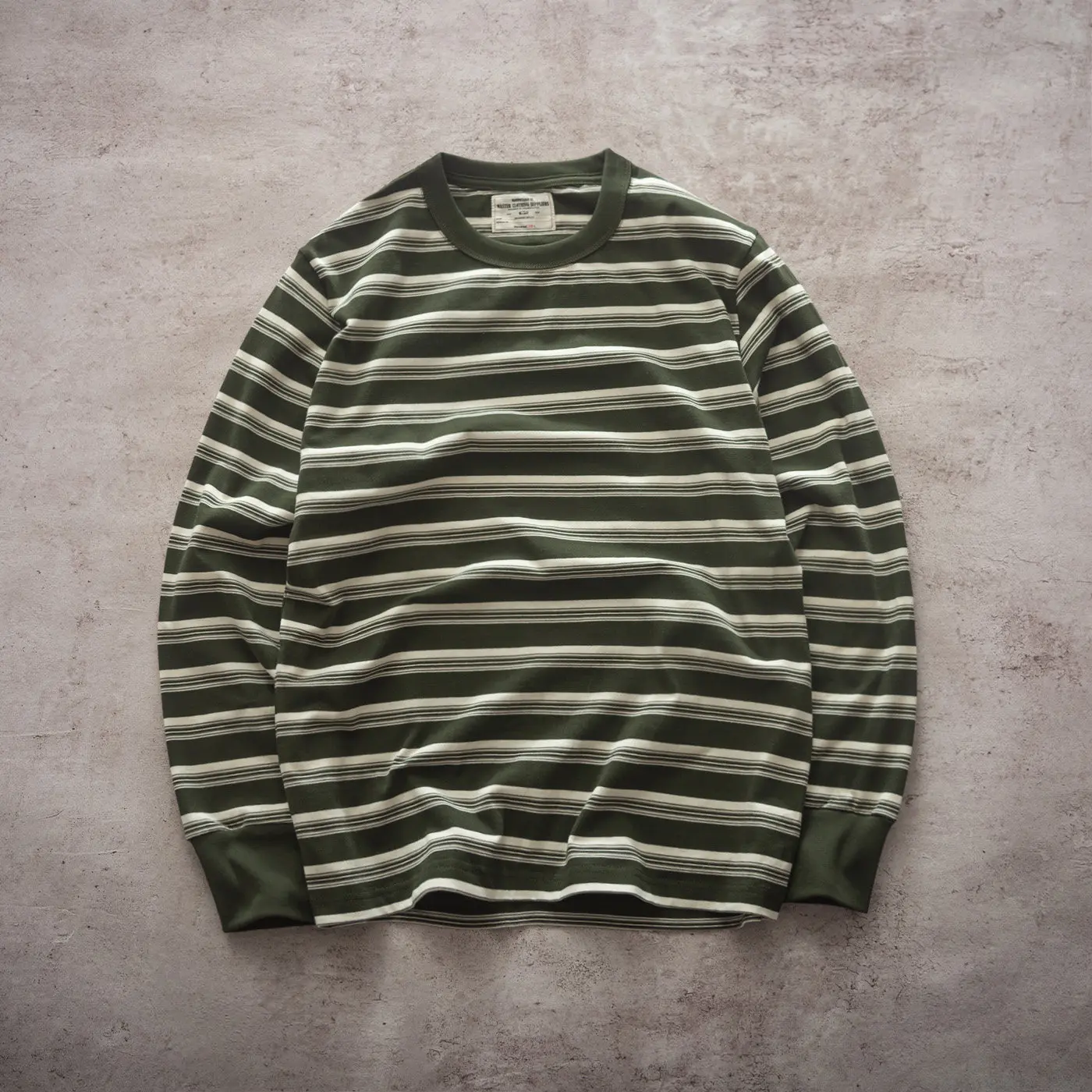 Autumn New American Retro Heavyweight Long-sleeved O-neck Striped T-shirt Men's Fashion Simple 100% Cotton Casual Sport Tops