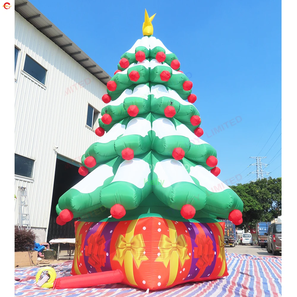 6m/8m/10mH Outdoor Activities Advertising Giant Inflatable Christmas Tree Ground Balloon with Optional Lighting and Blower