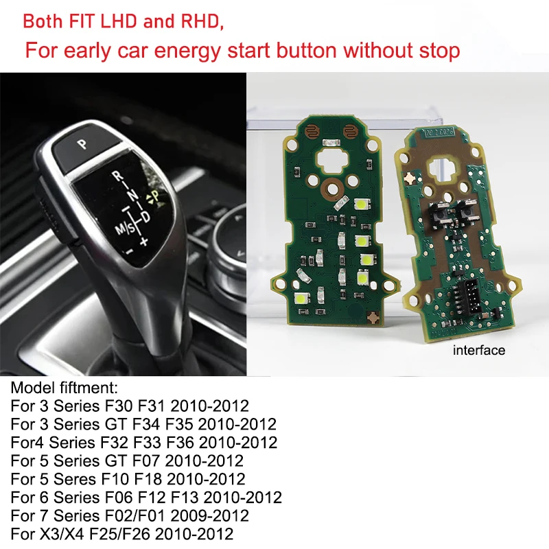 Schaltknauf Platine für BMW F10 F30 F31 F32 F20 F10 F07 F25 F26 F15 F16 Schalthebel Getriebe LED-Panel-Reparatur