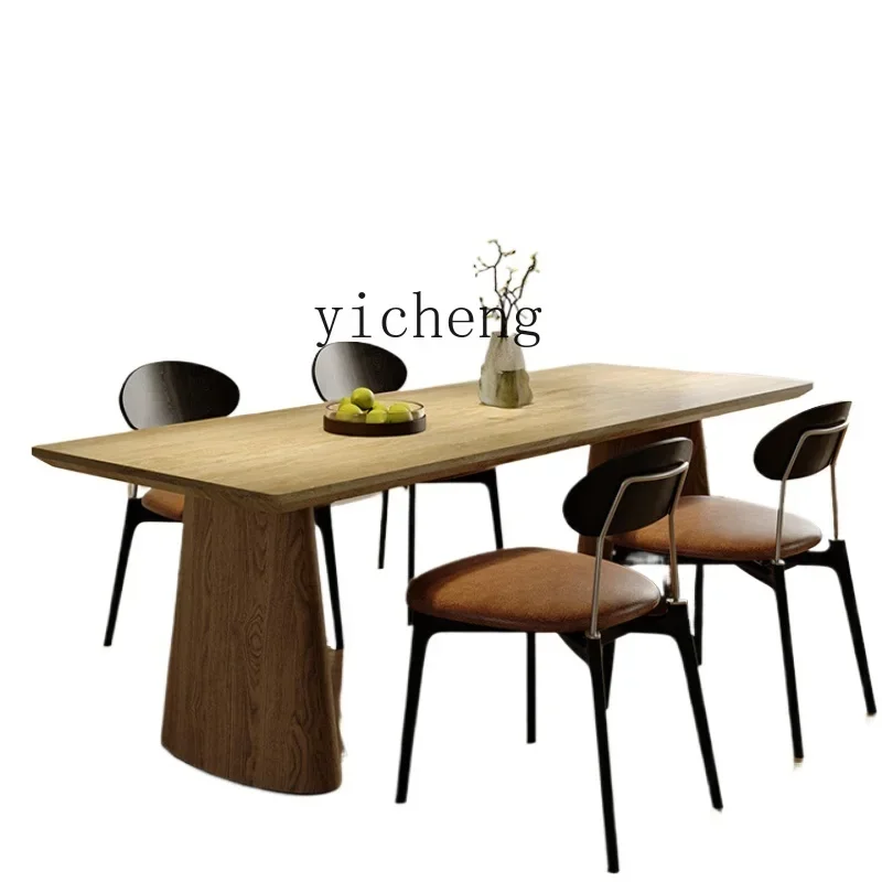 

XL Roman travertine thickened rock slab dining table dining chair combination living room solid wood dining table