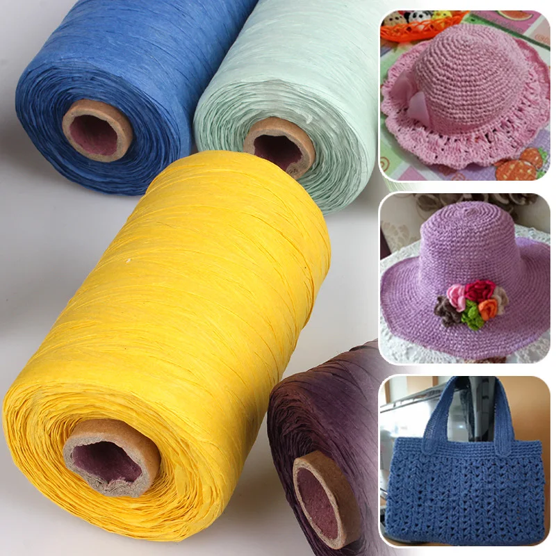 

280-300 Meter Summer Raffia Straw Cotton Raffia Yarn For Hand Knitting Hats Bags Crochet Yarn Handmade Craft Knit Yarn Thread
