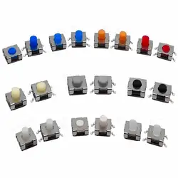 1000pcs Push button SMD switch 6.2*6.2x2.5 6.2x6.2x3.1/3.5/4.3/5.0mm red black blue white tact Micro switch SMT 6.2x6.2x5mm