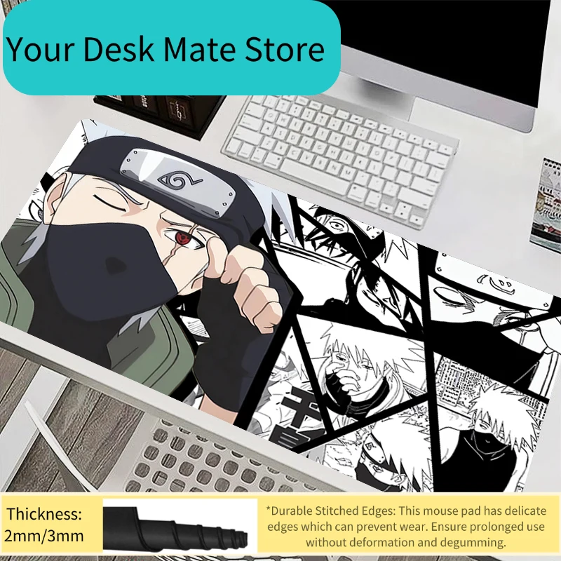 Mousepad Laptop Mouse Pad Office PC Accessories Keyboard Pad Rubber Cup Mat Soft Mouse Mat Naruto Kakashi Hatake Large Desk Mat