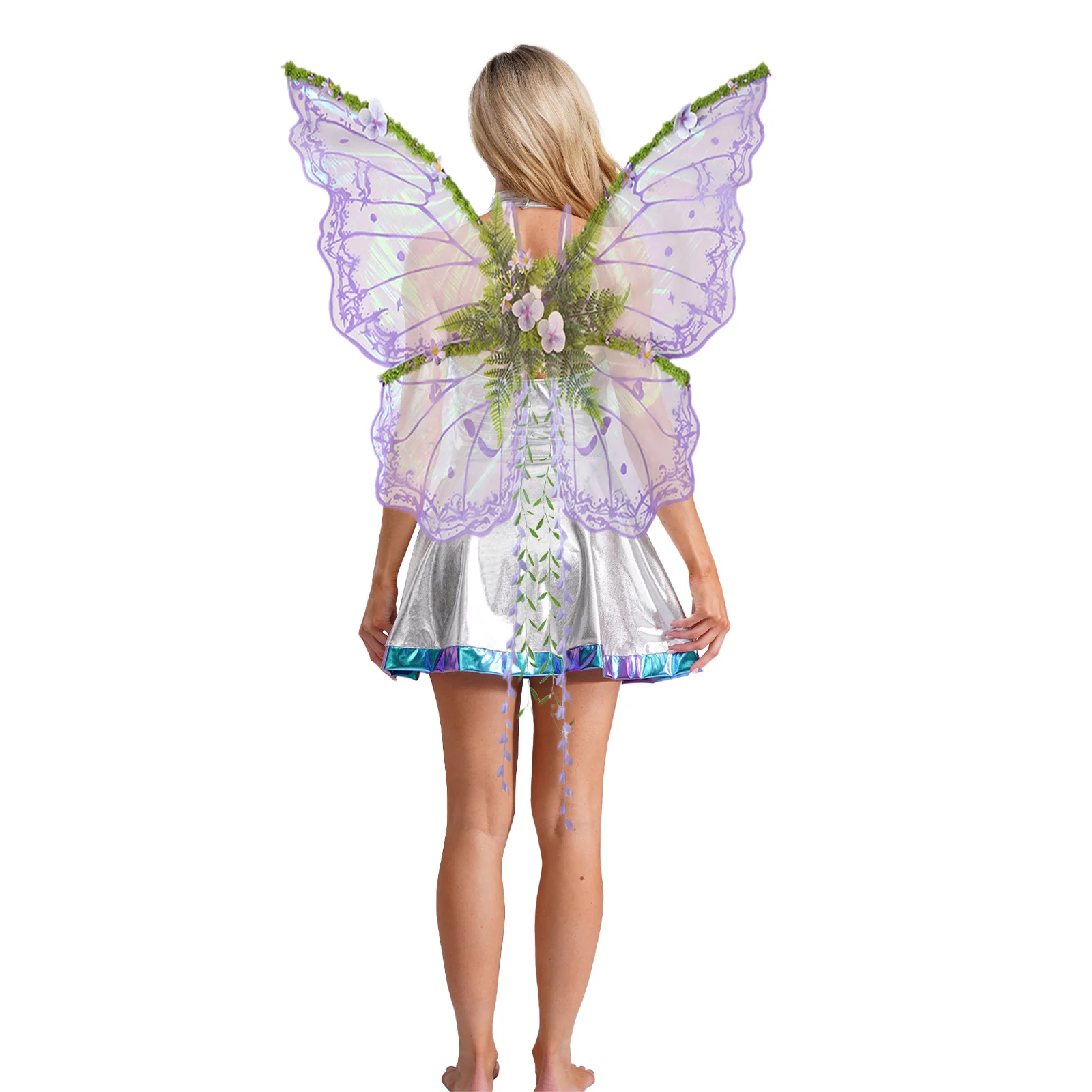 

1Pc Fairy Wings Butterfly Wings with Flowers Leaves And Vines Decor for Women Halloween Fairy Role Play Dress Up Accessories