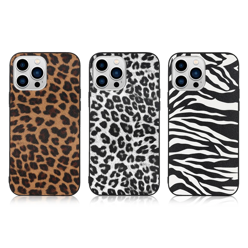 ins Sexy Leopard wzór zwierzęcy skórzany miękki futerał na iPhone 16 15 14 13Mini 12 11 Pro Max XS XR SE 8Plus tylna obudowa telefonu Coque