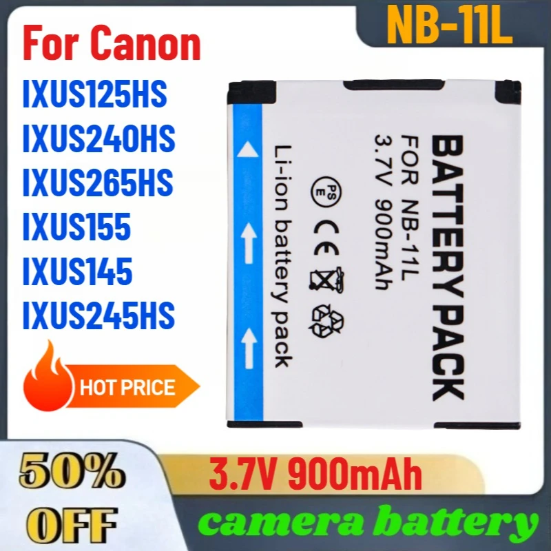 

900mAh NB-11L 3.7V Camera Battery for Canon IXUS125HS IXUS240HS IXUS265HS IXUS155 IXUS145 IXUS245HS Replacement Digital Battery