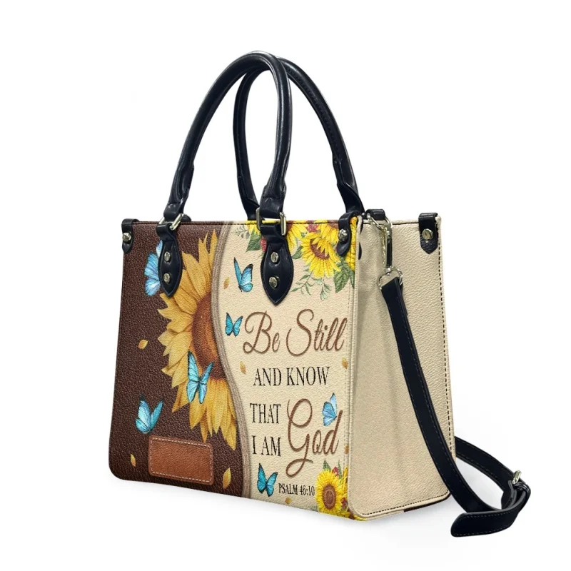 Be Still and Know That I Am God Sac à main papillon tournesol pour femme, fourre-tout décontractés pour femme, design étoile orientale