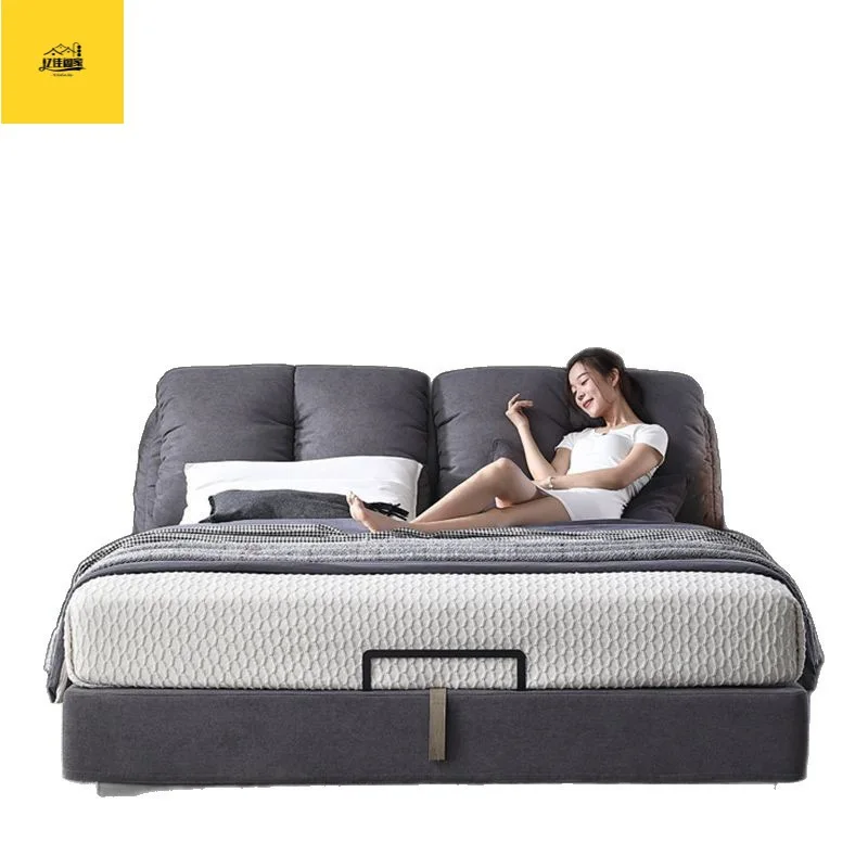 Nordic master bedroom fabric bed, simple modern soft bed