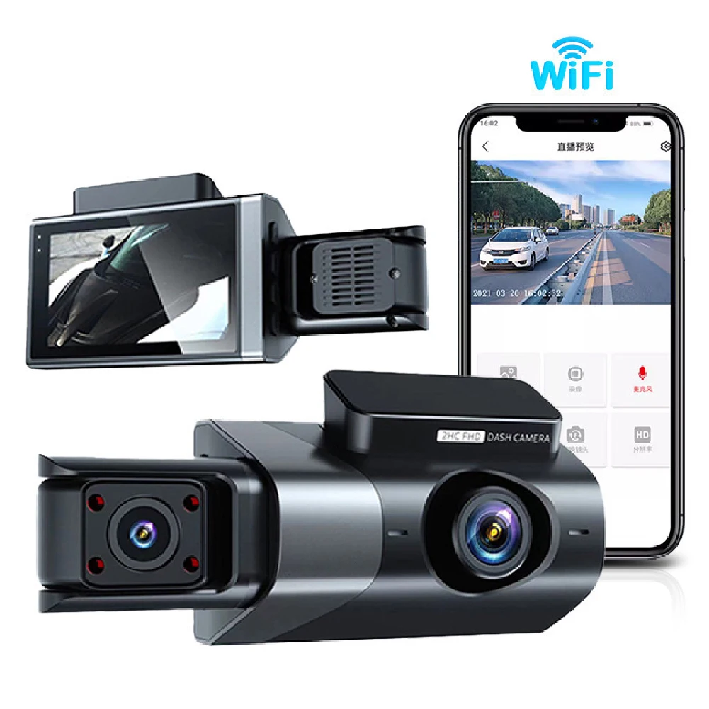 

HONGTONG 3 Channel 1080P Full HD Car DVR Dash Cam with 3 Lens Front Rear Inside Recording 3 Inch Display Mini Vehicle Recorder