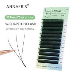 ANNAFRIS extensión de pestañas 3D en forma de W, volumen prefabricado, velocidad de floración automática, luz suave Natural, pestañas postizas densas completas