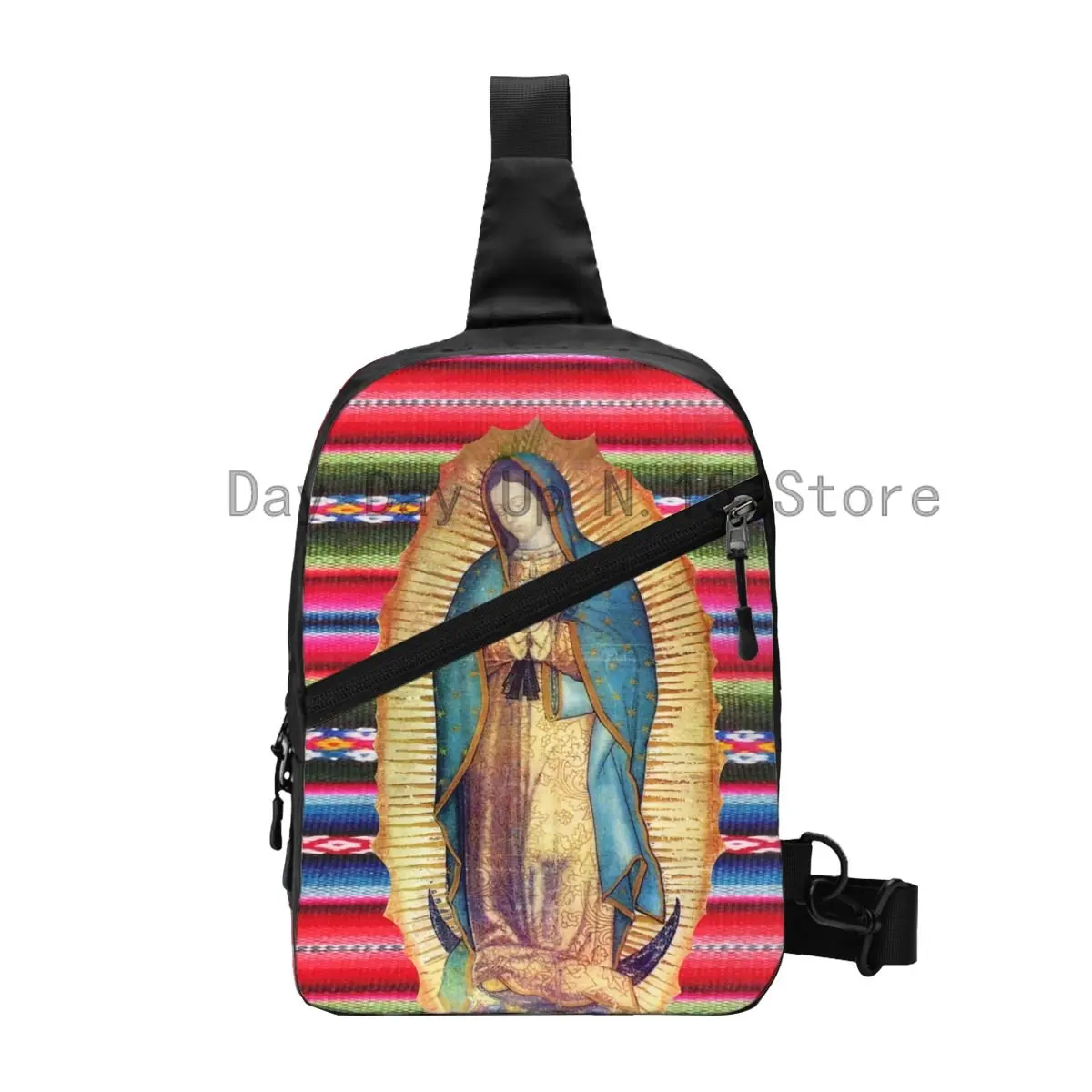 

Our Lady Of Guadalupe Virgen Maria Zarape Sling Chest Bag Virgin Mary Catholic Shoulder Crossbody Backpack Travel Hiking Daypack