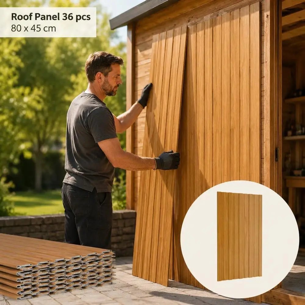 Pannello per tetto 80 x 45 cm in acciaio zincato, profilo trapezoidale rettangolare, montaggio semplice e disposizione flessibile, stabile e durevole, adatto per capannoni, garage temporanei e casette