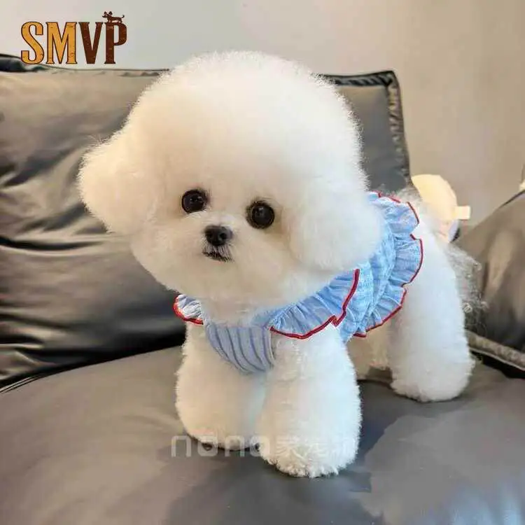 

2026 New Cotton Breathable Small Flying Sleeve Macaron Color with Big Bow Sweet Dress Suitable for Small Dog Clothes