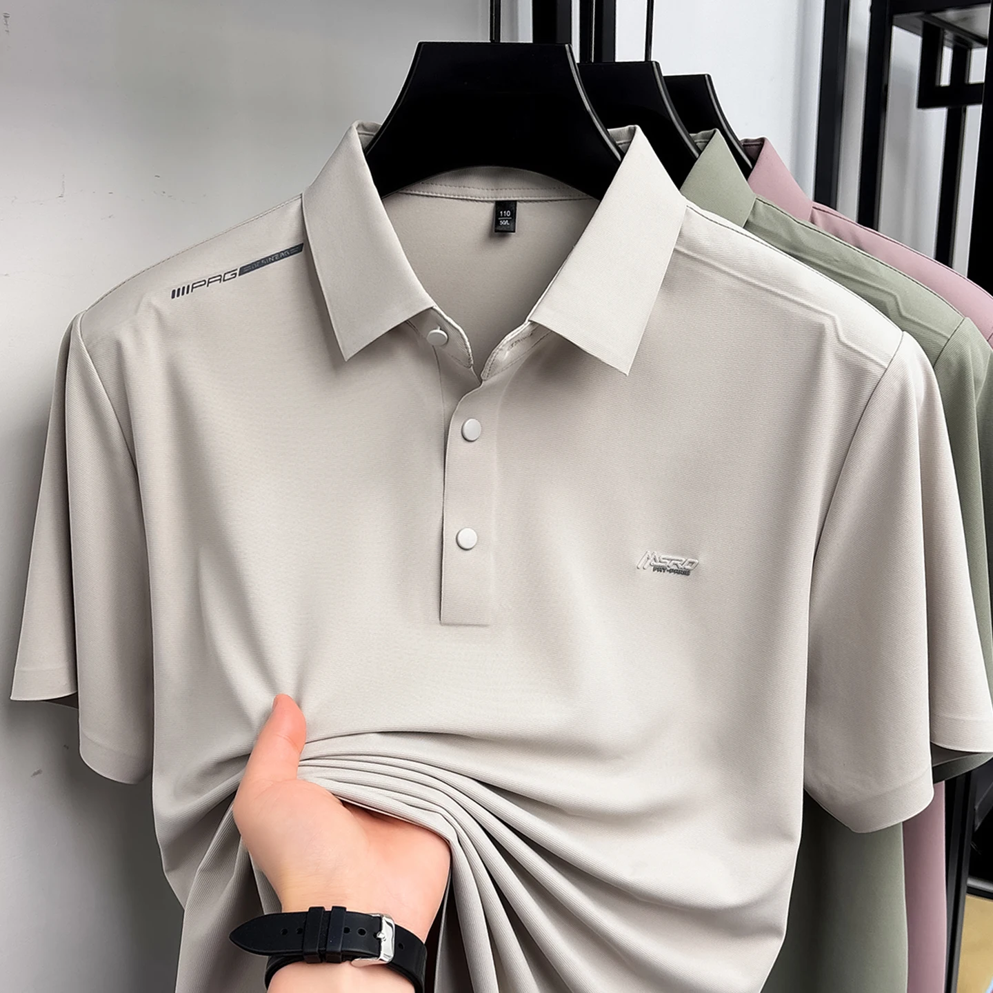 Men's casual summer new polo collar short sleeved fashionable breathable skin friendly trendy versatile top