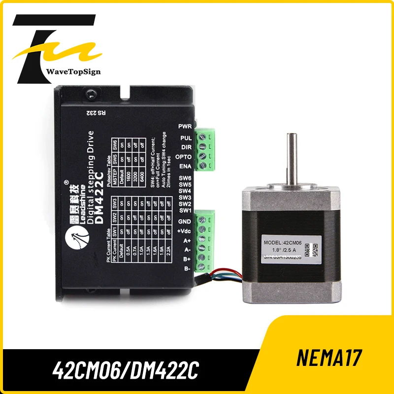 Leadshine Nema17 2 Phase Stepper Motor 42cm06 0.6n.m 42cm08 0.8n.m 4 Wire Shaft Size 5m And Stepper Driver Dm422c