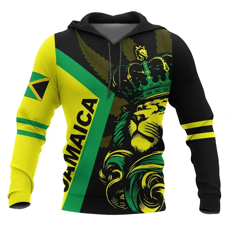 Jamaica Flag Hoodie For Men 3D Printed Graphic Pullovers Tops Oversized Hoodie Streetwear Hooded Sweatshirts Kids Clothing