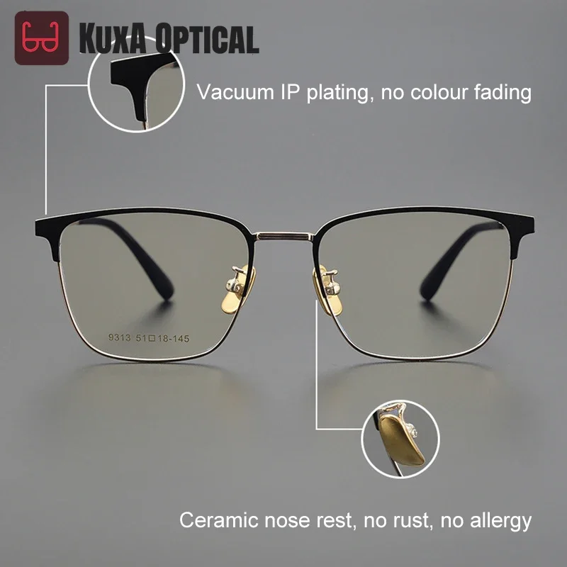 

KUXA титановые мужские ретро роскошные фотохромные очки в оправе с защитой от синего света, очки для чтения, настраиваемые оптические очки для близорукости