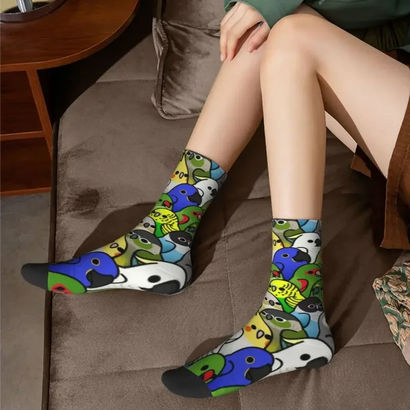 Calcetines de vestir con estampado 3D para hombre y mujer, calcetín Unisex cálido con estampado 3D de loro, pájaro cacatúa, divertido