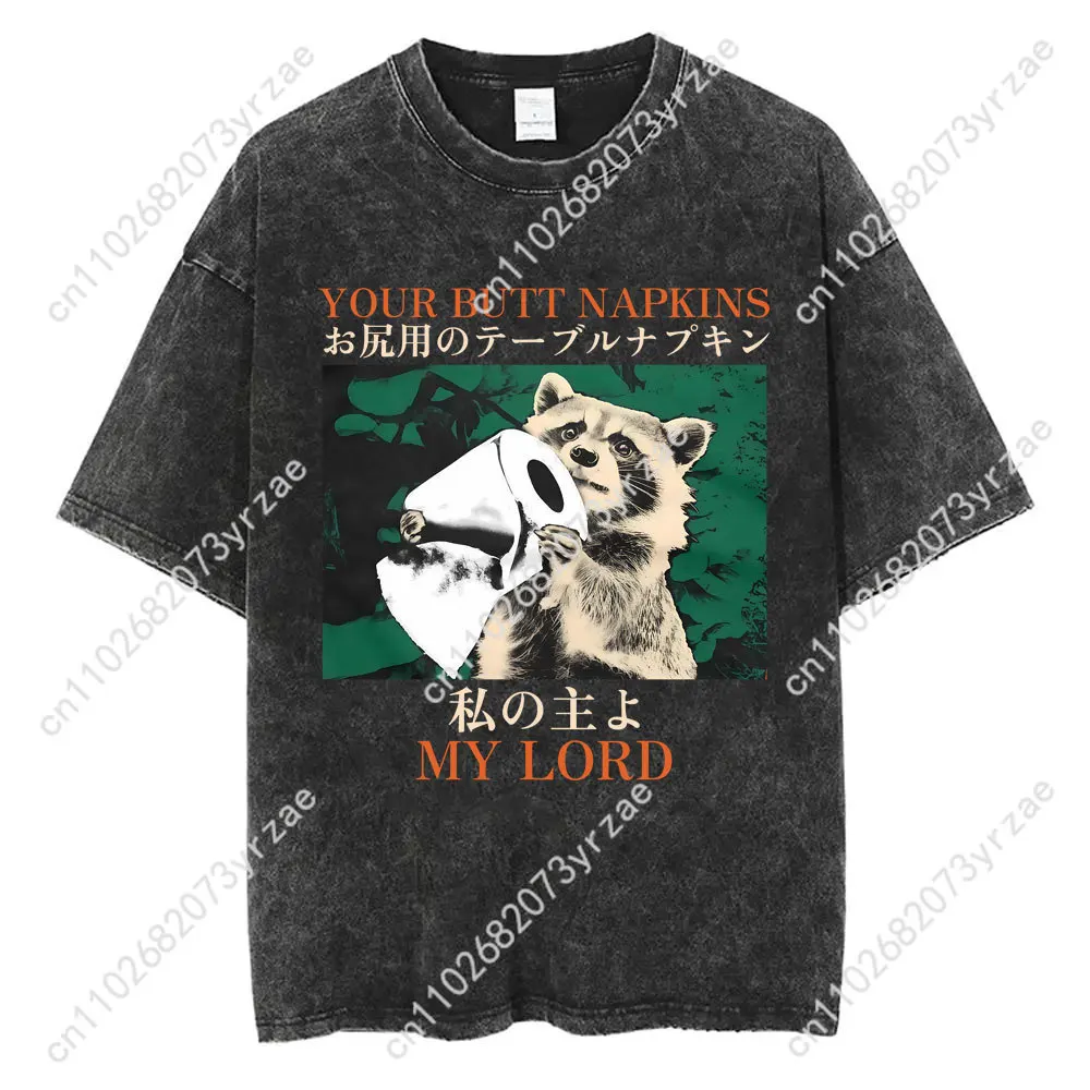 Capybara Retro Wash Tshirt Man Woman High Quality Vintage T Shirt Cotton Short Sleeves Fashion T-shirt Soft Breathable Tops