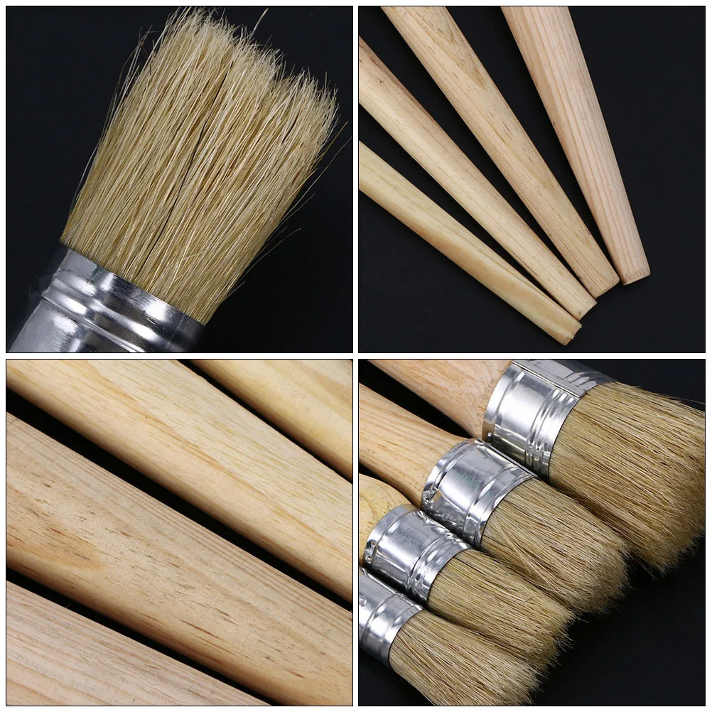 

2 pcs Round Head Paint Brush Wooden Handle Bristle Brush For Acrylic Oil Watercolor Varnishes Art Craft Home Diy Projects Artist