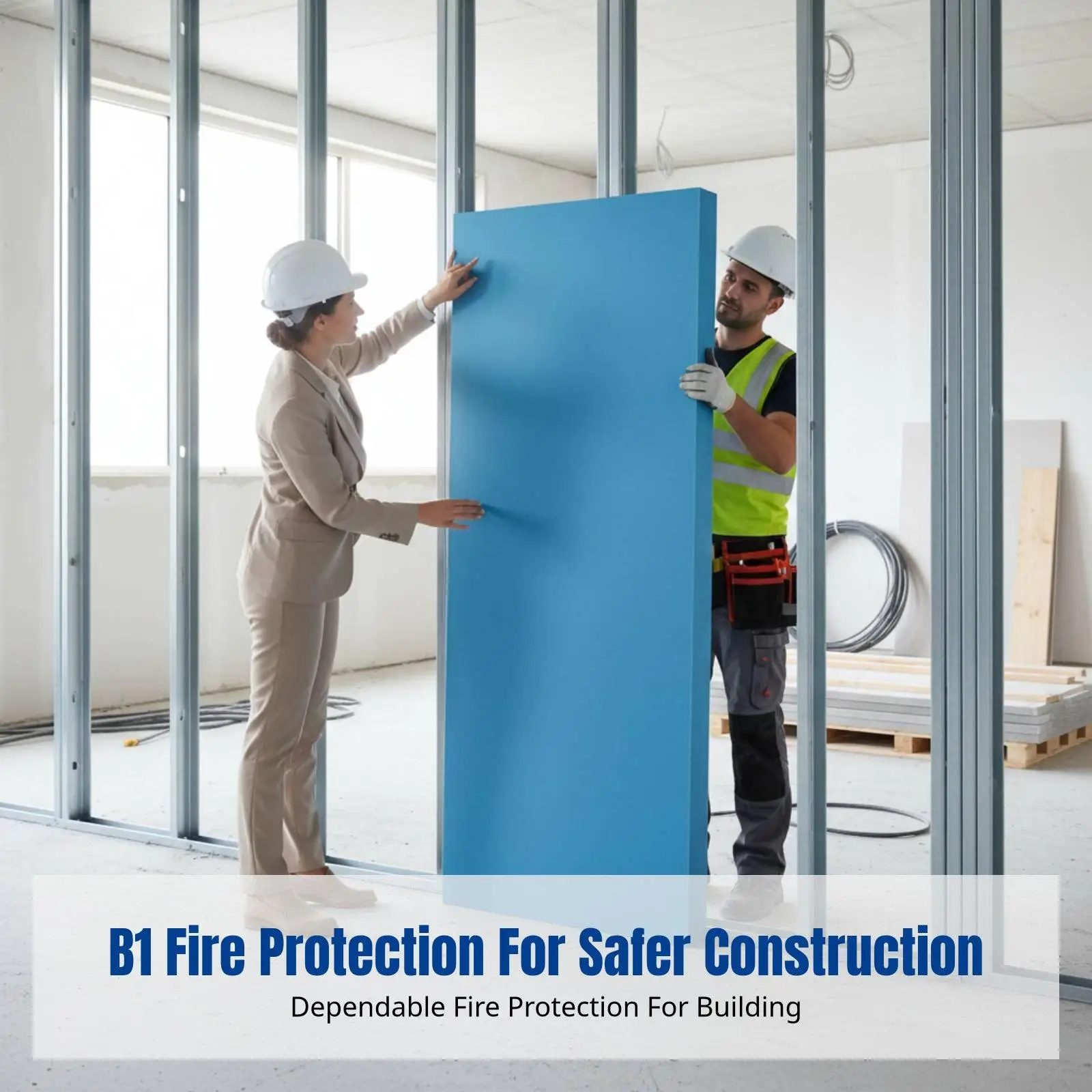 Rigid Polystyrene Insulation Board B1 Fire Retardant Durable XPS Foam for Home Office Wall Roof Thermal Barrier