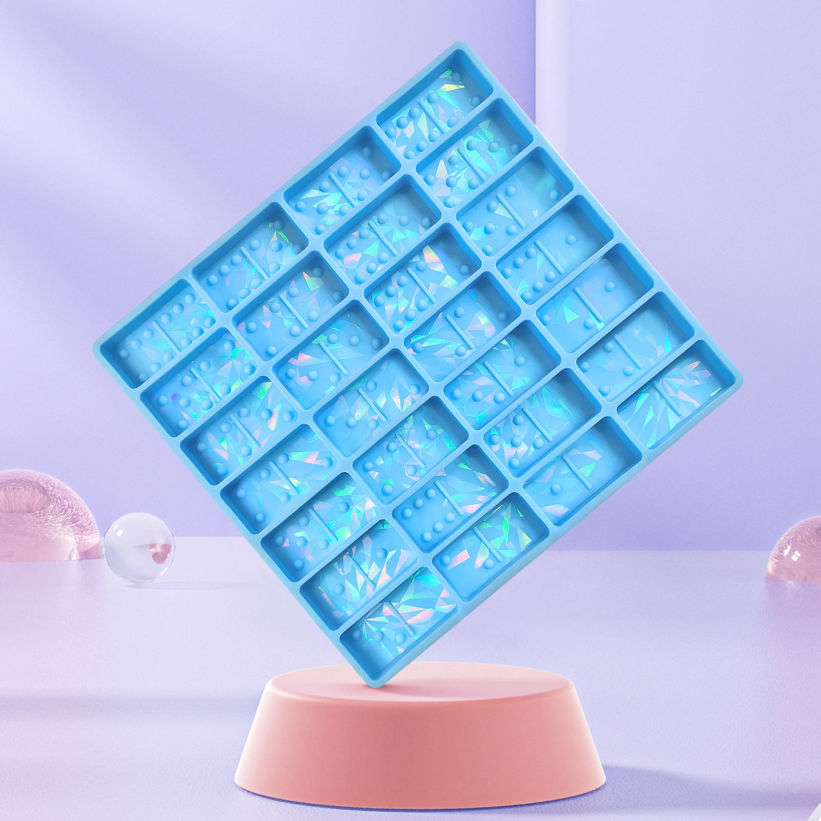 Domino Molds Silicone Holographic Chocolate Molds Domino Game  Holographic Chocolate Bar  for Resin Casting