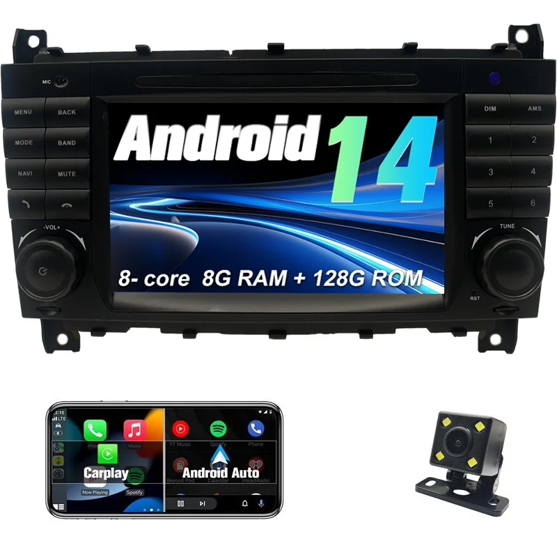 

Android car radio for Mercedes Benz C-Class W203 2004-2007 stereo screen Carplay Android Auto Bluetooth GPS Navigation FM radio