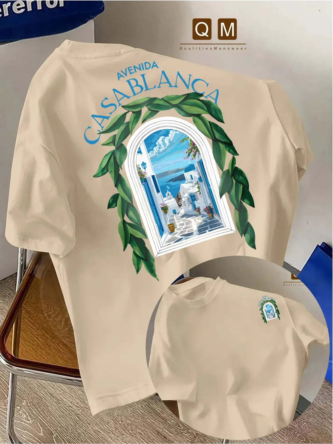 تي شيرت رجالي برسومات معمارية المغرب - تي شيرت خفيف الوزن وجيد التهوية، قميص كاجوال صيفي للسفر والترفيه #2