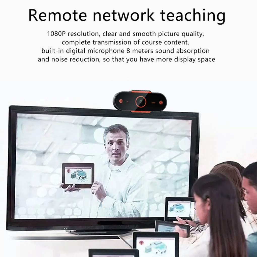 Full network camera, built-in high-definition camera, laptop 1080P video and wide-angle camera, desktop and laptop orange