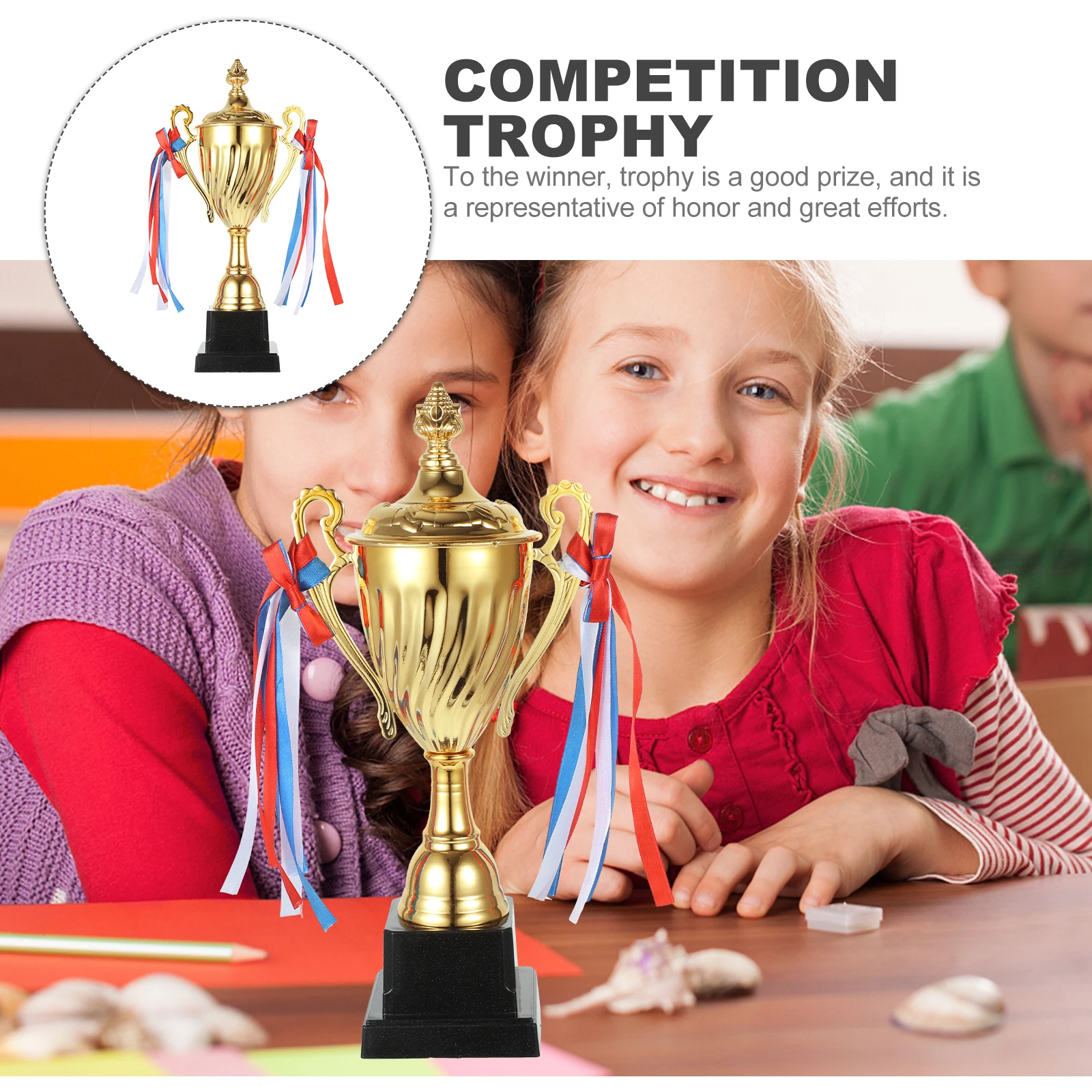 

1pc Metal Trophy Black Base Competition Award Party Favor Classroom Spelling Bee Event