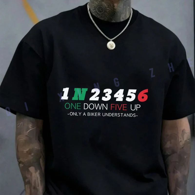 

One Dwn Five Up 1N3456 Shirt Cotton Casual T-shirts Mens Summer Moto Cycling Sportswear Top Tee 2026