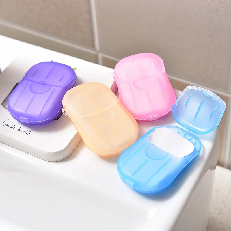 20pcs/box Disposable Soap Tablet Box Paper Portable Hand Washing Tablet Mini Soap Sheet Refill Bathroom Soap Travel Мыло