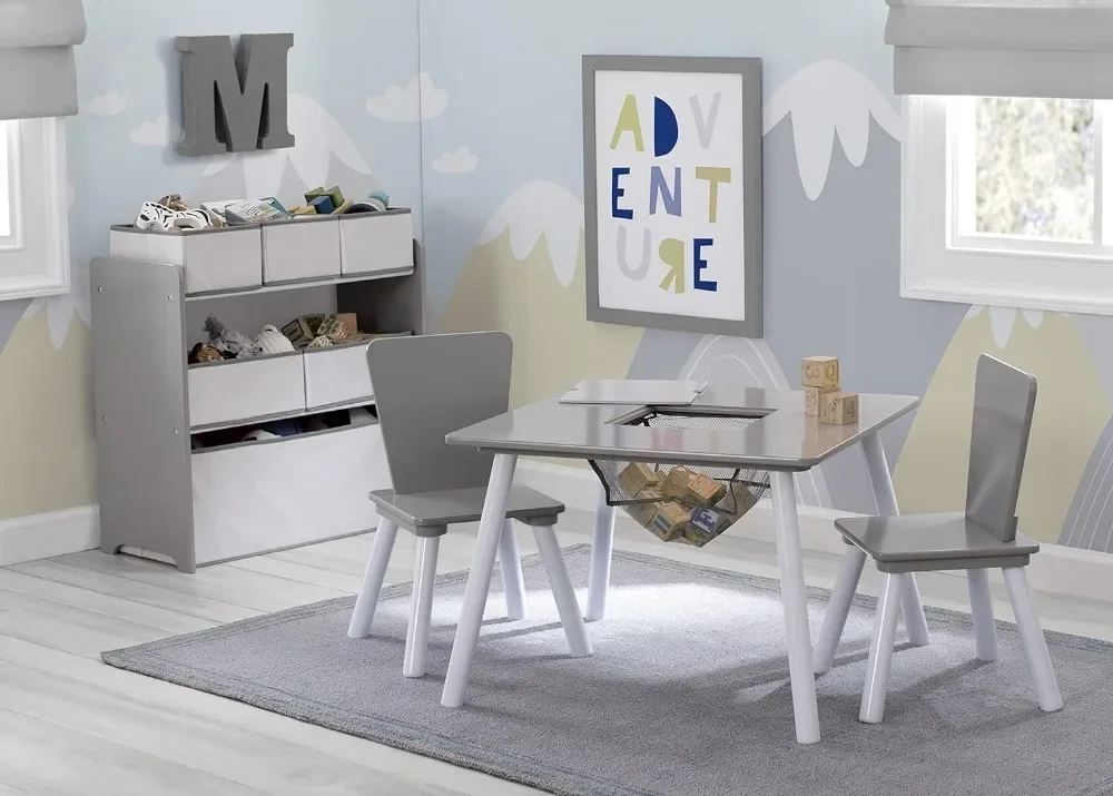 

4-Piece Toddler Playroom Set, Grey/White