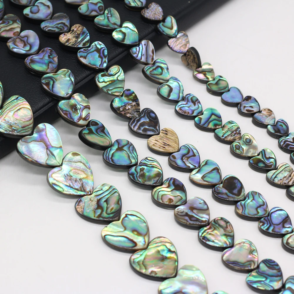 10 Stück DIY lose Perlen, Abalone-Muschel-Herzperlen, 16/18 mm, für die Schmuckherstellung, DIY-Halsketten, Armbänder, Ketten, Ohrringe, Zubehör – Detail 5
