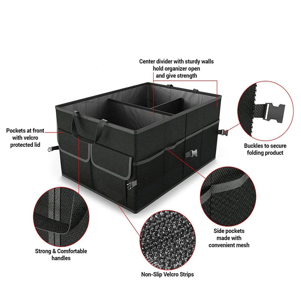 2023 New Hot Fashion 1pcs Trunk Cargo Organizer Folding Caddy Storage Collapse Bag Bin for Car Truck SUV Storage Bags