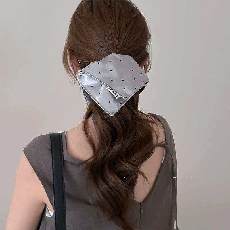 

2026 New Double Layer Polka Dot Scrunchies Soft Elastic Hair Ties for Women High Low Ponytail Bun Holder Elegant Daily