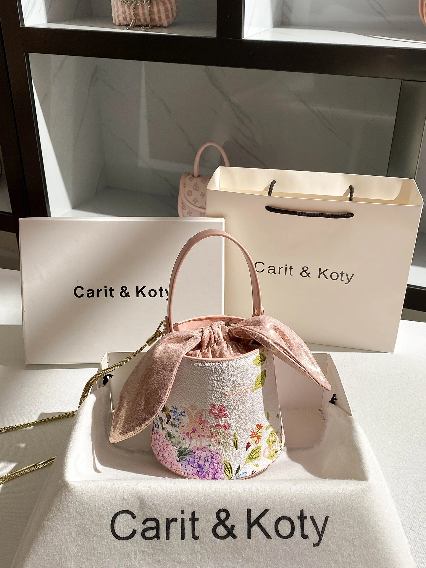 

Luxury Designer Crossbody Bags with Delicate Flower Printing 2025 Original and Popular Chain Handheld Bucket Bag for Women