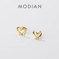 Modian Classic Line Tiny Design Hearts Simple Stud Earrings For Women Charm 925 Sterling Silver Studs Ear Korean Fine Jewelry