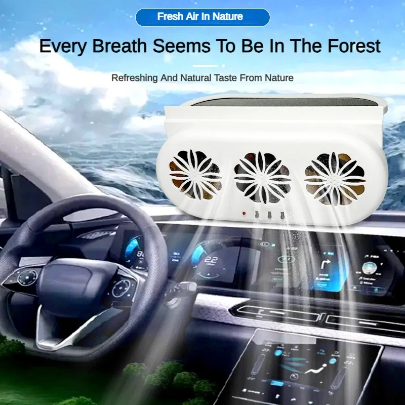 

USB Powered Solar Car Exhaust Fan Ventilation Cooling Smoke Exhaust with Dual Fan for Car SUV Air Circulation Portable