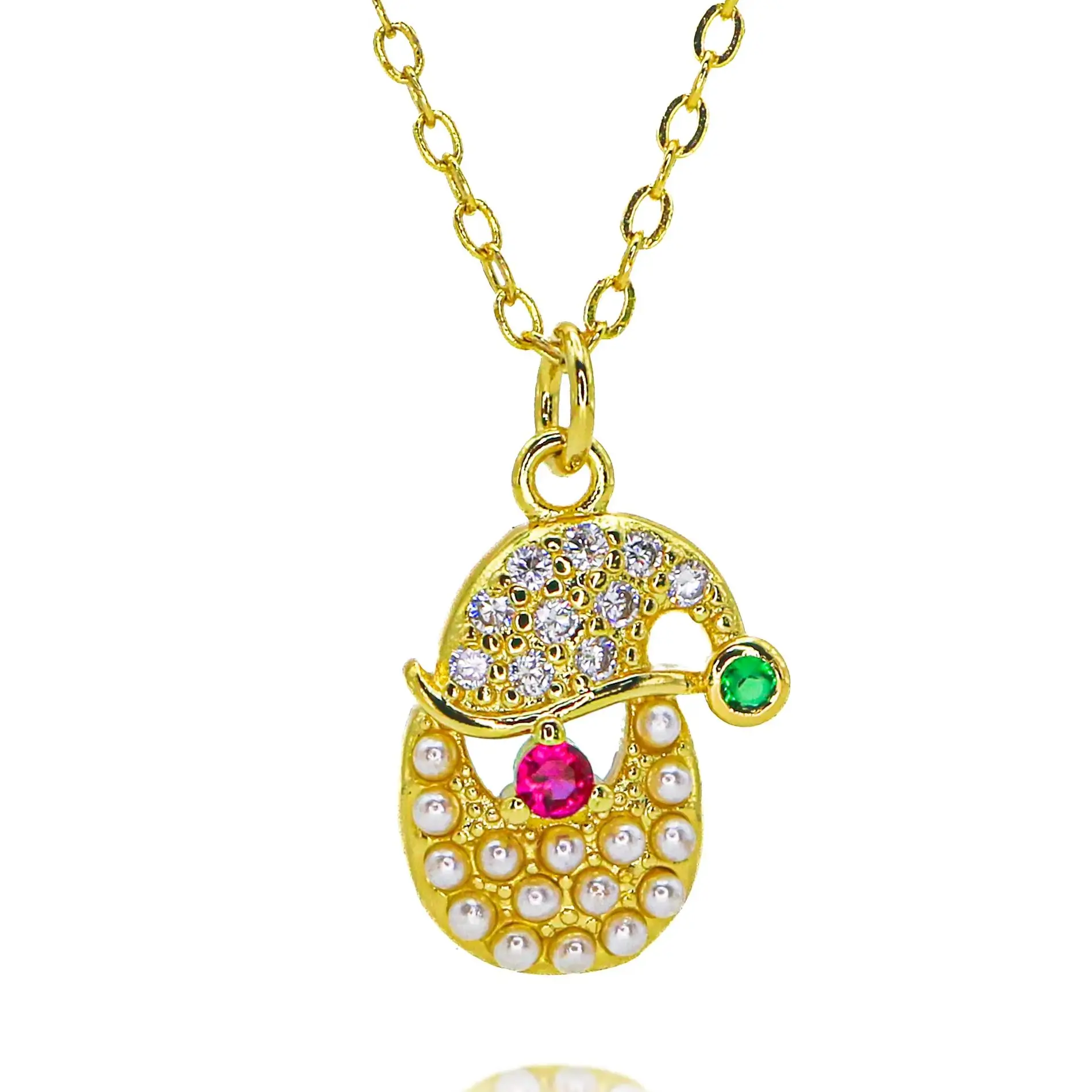 Gold Plated Pearl Santa Claus Charms for Necklace DIY Jewelry Making Hat Pendant for Bracelets Earrings Jewelry Christmas Gifts