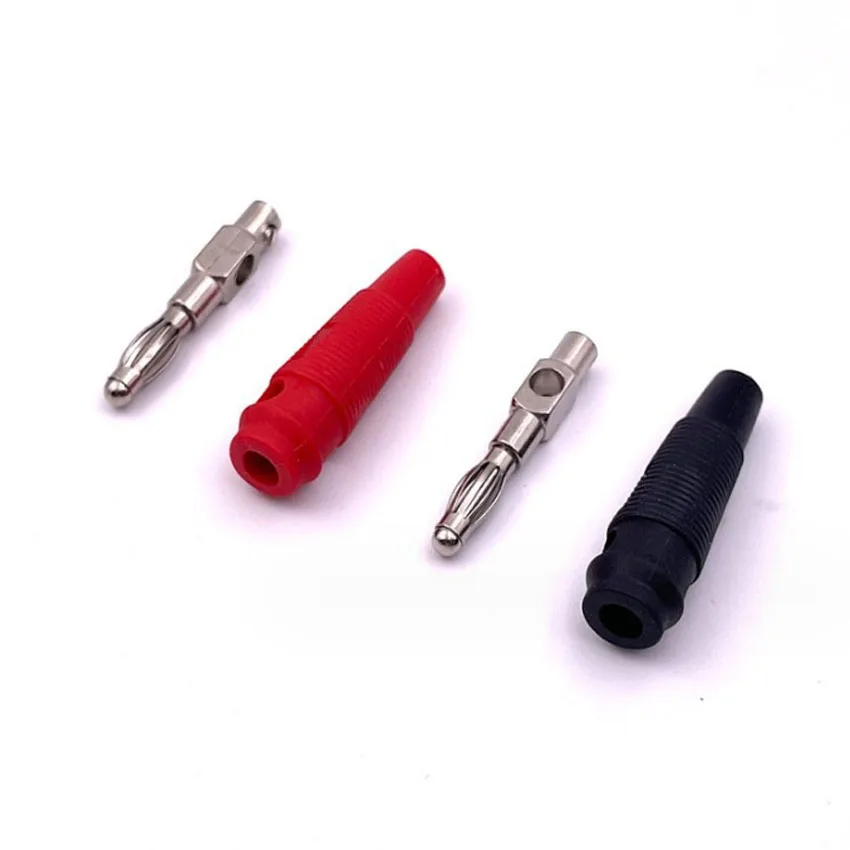 Enchufe Banana apilable lateral sin soldadura, rojo y negro, 4mm, 10 unidades por lote