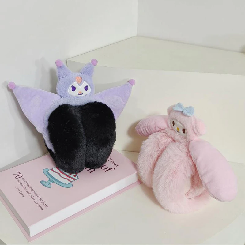 1 шт., подарок для девочек Sanrio Kuromi Cinnamoroll, детские плюшевые наушники, зимние милые мультяшные удобные теплые защитные игрушки для ушей