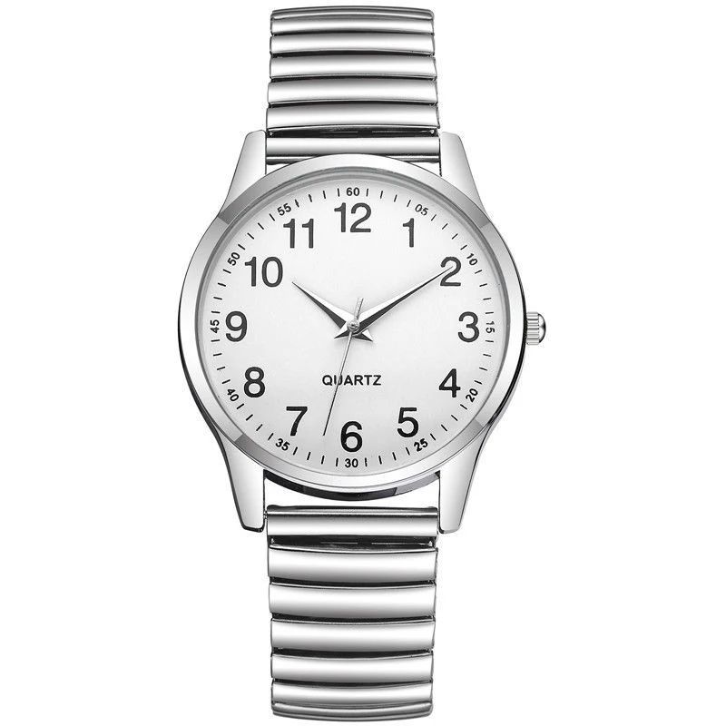 Fashion Couple Watches Simple Arabic Dial Quartz Watch Elastic Band Women Black Plate Wristwatches Suitable For Giving As A Gift